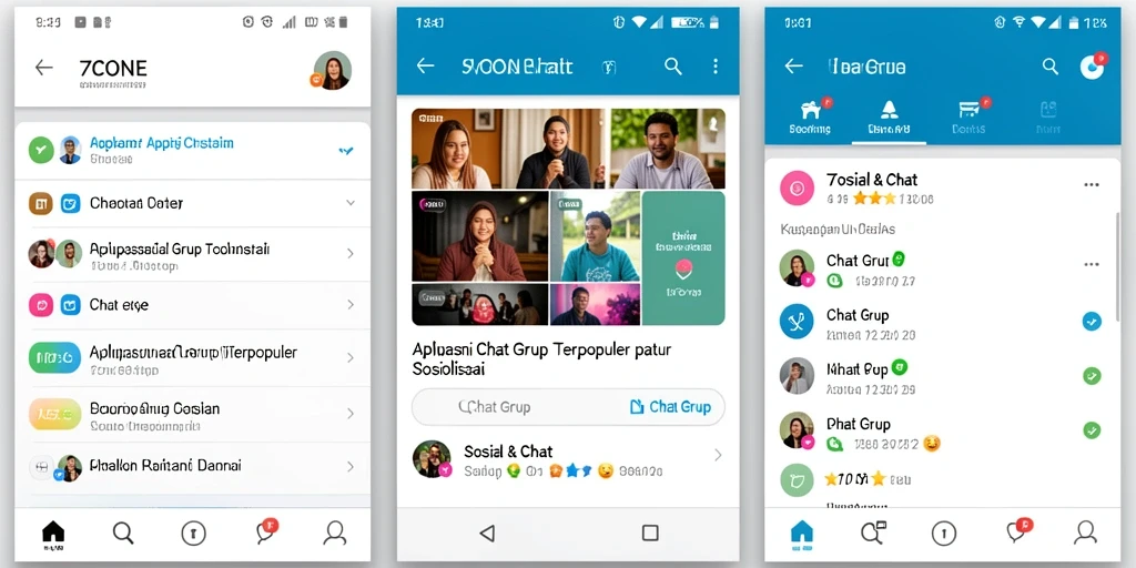 Tampilan Antarmuka Aplikasi 7CONE untuk Chat Grup yang Menarik.