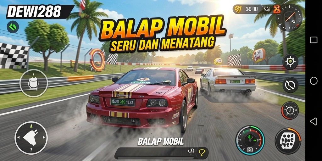Antarmuka balapan seru dalam DEWI288 dengan mobil yang menakjubkan.