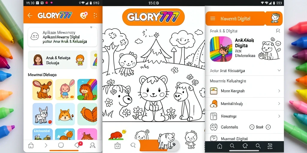 Antarmuka aplikasi GLORY777 yang menarik dan ramah anak.
