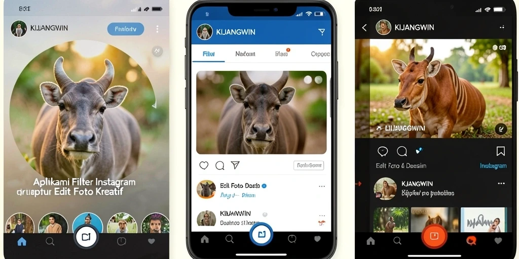 Antarmuka KIJANGWIN yang menarik dengan berbagai filter Instagram.