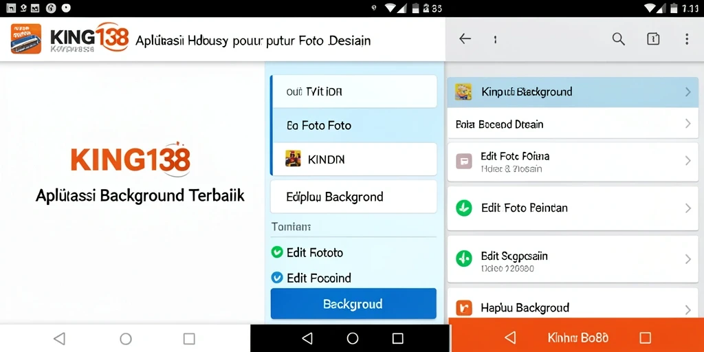 Antarmuka aplikasi KING138 untuk menghapus background yang sederhana dan efektif.