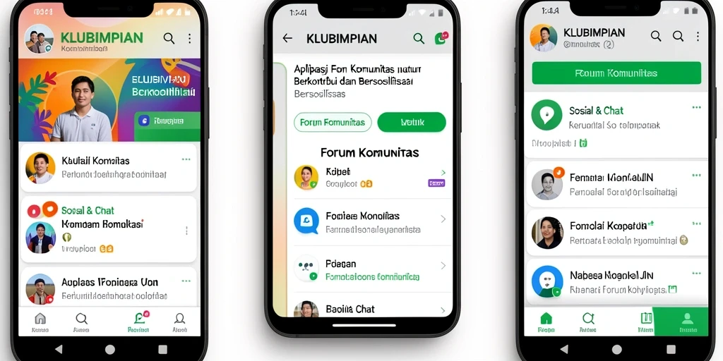 Tampilan antarmuka pengguna aplikasi KLUBIMPIAN yang interaktif.