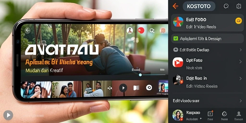 Tampilan antarmuka KOSTOTO yang intuitif dan fitur pengeditan video reels.