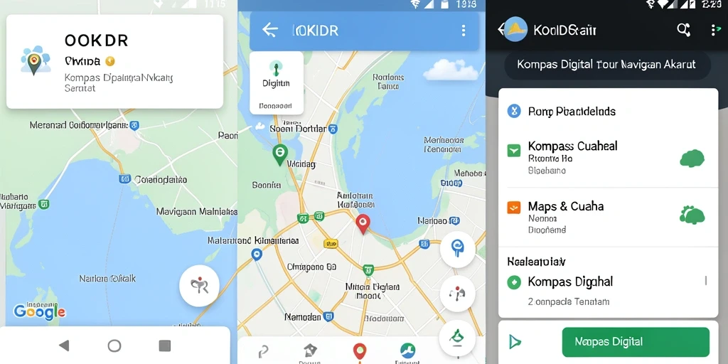 Antarmuka pengguna aplikasi Kompas Digital OKIDR yang intuitif dan informatif.
