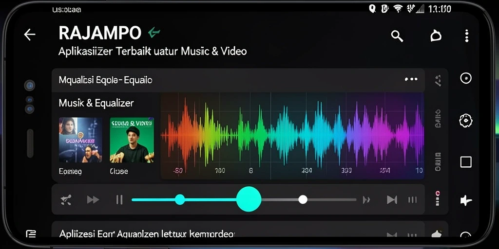 Tampilan antarmuka RAJAMPO yang menarik dan fungsional sebagai aplikasi Equalizer.