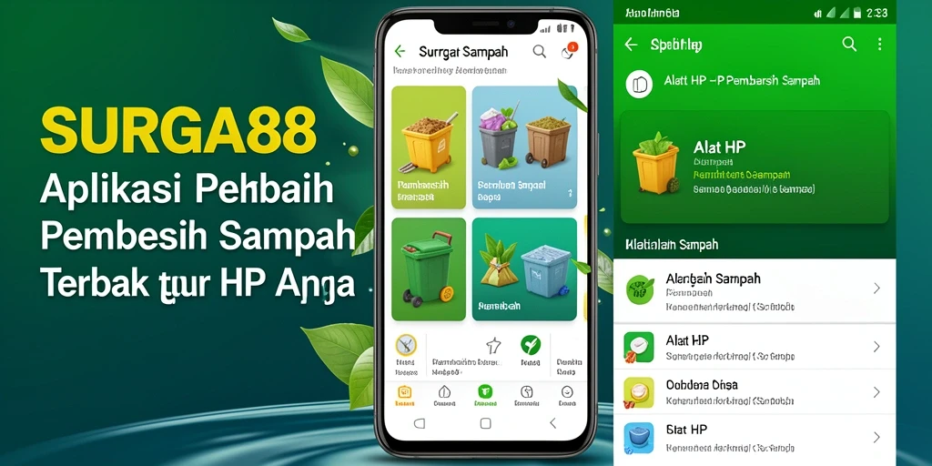 Tampilan antarmuka SURGA88 saat membersihkan sampah di HP.