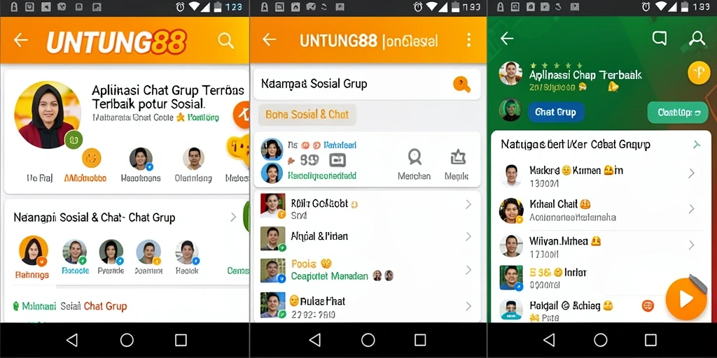 Antarmuka aplikasi UNTUNG88 yang memudahkan pengguna dalam chatting grup.